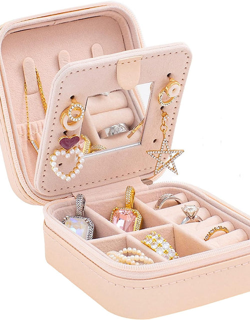 Load image into Gallery viewer, Travel Jewelry Case and Organizer with Mirror - Gift for Women and Girls, Pink
