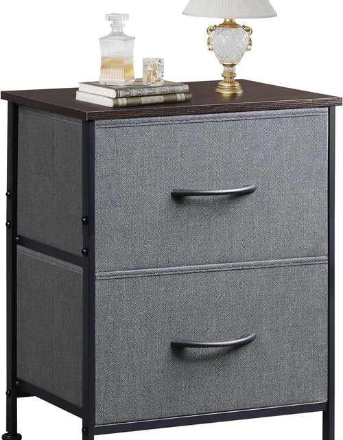 Load image into Gallery viewer, 2 Drawer Dresser for Bedroom, Night Stand, End Table with Fabric Bins for Bedroom, Closet, Entryway, College Dorm, Dark Grey
