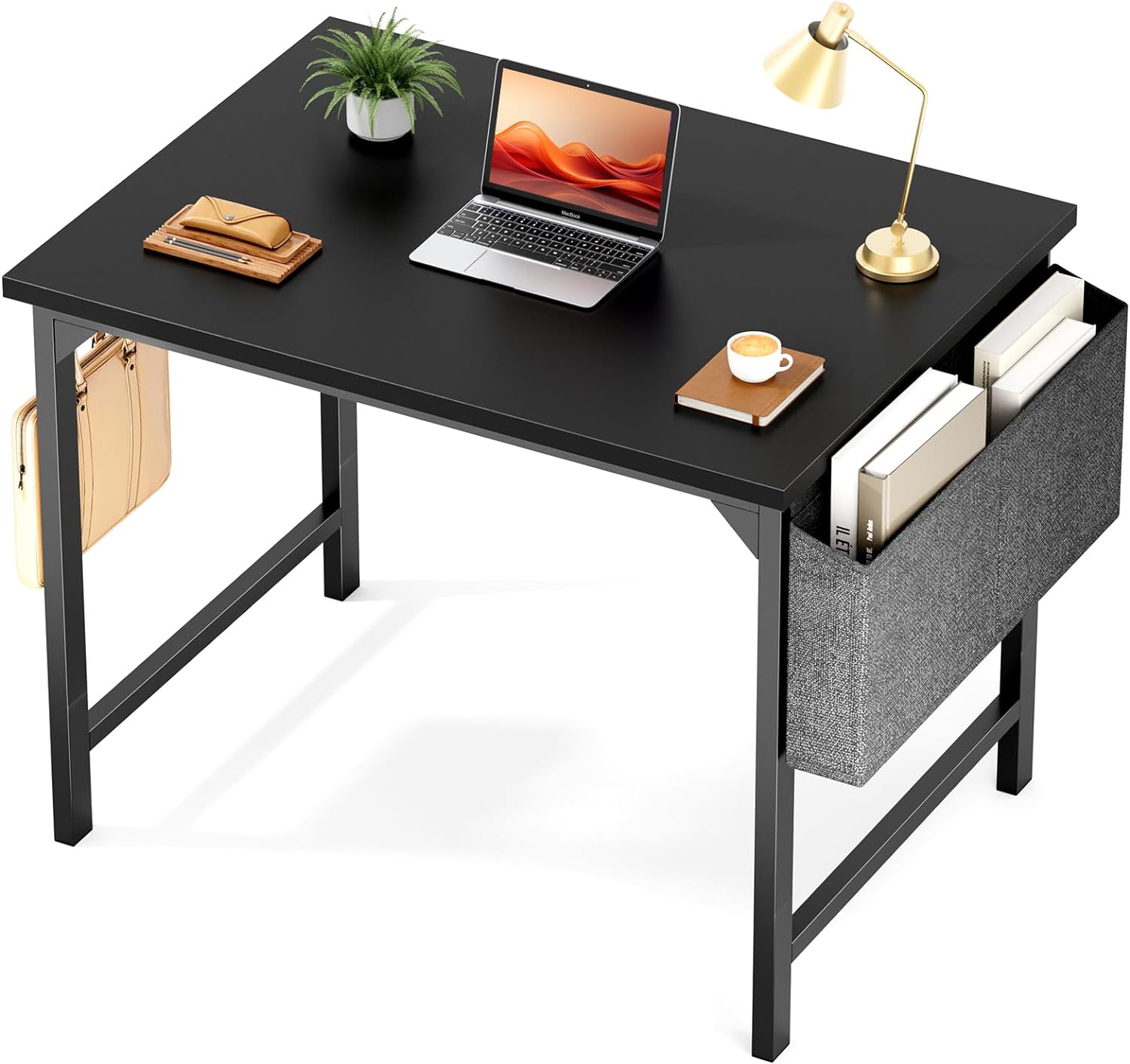 32 inch Small Computer Desk Writing Study Work Office Table Modern Simple with Storage Bag, Black