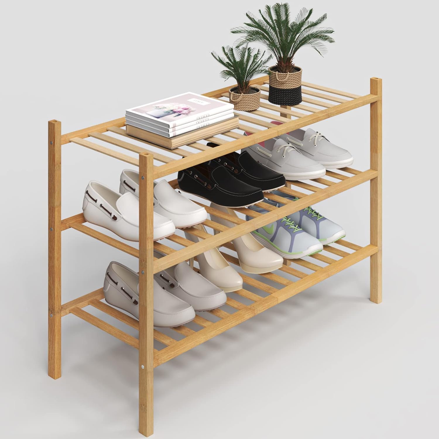 3-Tier Shoe Rack for Closet, Stackable Shoes Rack Organizer Free Standing