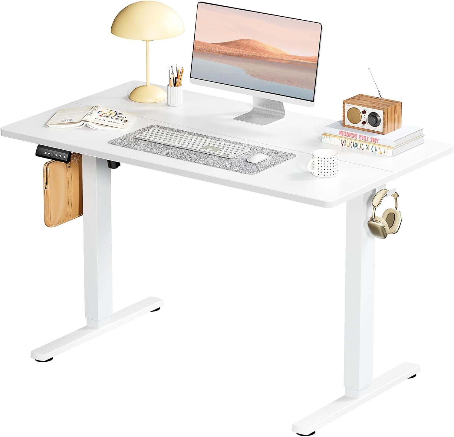 Standing Desk, Adjustable Height Electric Sit Stand Up Down Computer Table, 40x24 Inch, White