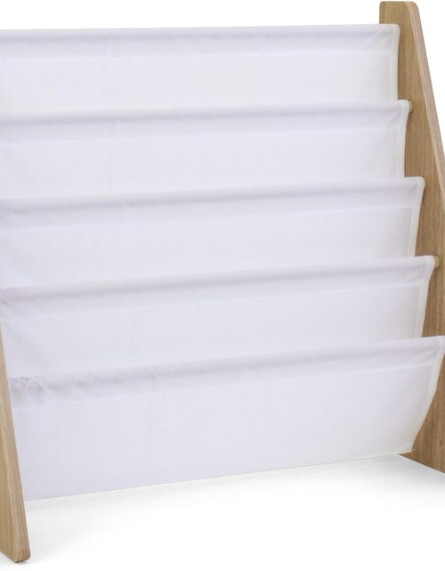 Load image into Gallery viewer, 4 tier, Natural/White Kids Book Rack Storage Bookshelf with Deep Sleeves, White
