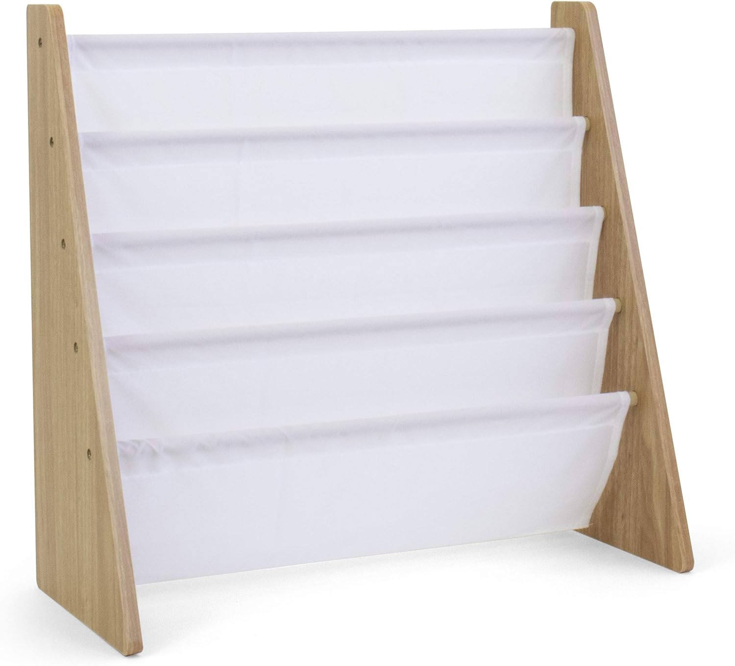 4 tier, Natural/White Kids Book Rack Storage Bookshelf with Deep Sleeves, White