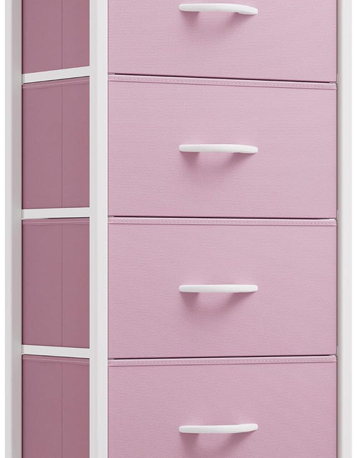 Load image into Gallery viewer, Storage Drawer with 4 Drawers - Fabric Dressers for Kids, Wooden Top &amp; Easy Pull Fabric Bins, Pink
