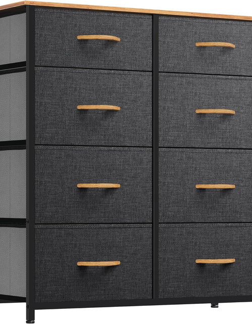 Load image into Gallery viewer, Tall Dresser with 8 Drawers, Storage Tower with Fabric Bins, Sturdy Steel Frame, Wooden Top (Dark Grey)
