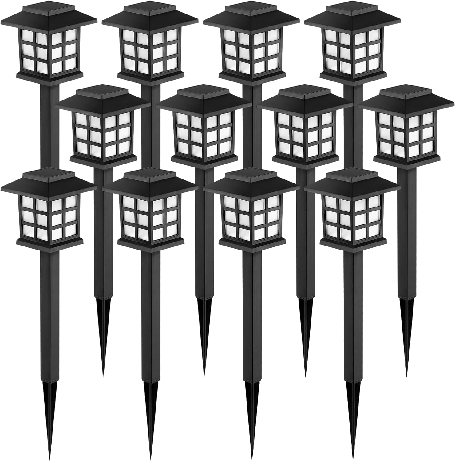 12 Pack LED Solar Lights Outdoor Waterproof, Solar Walkway Lights