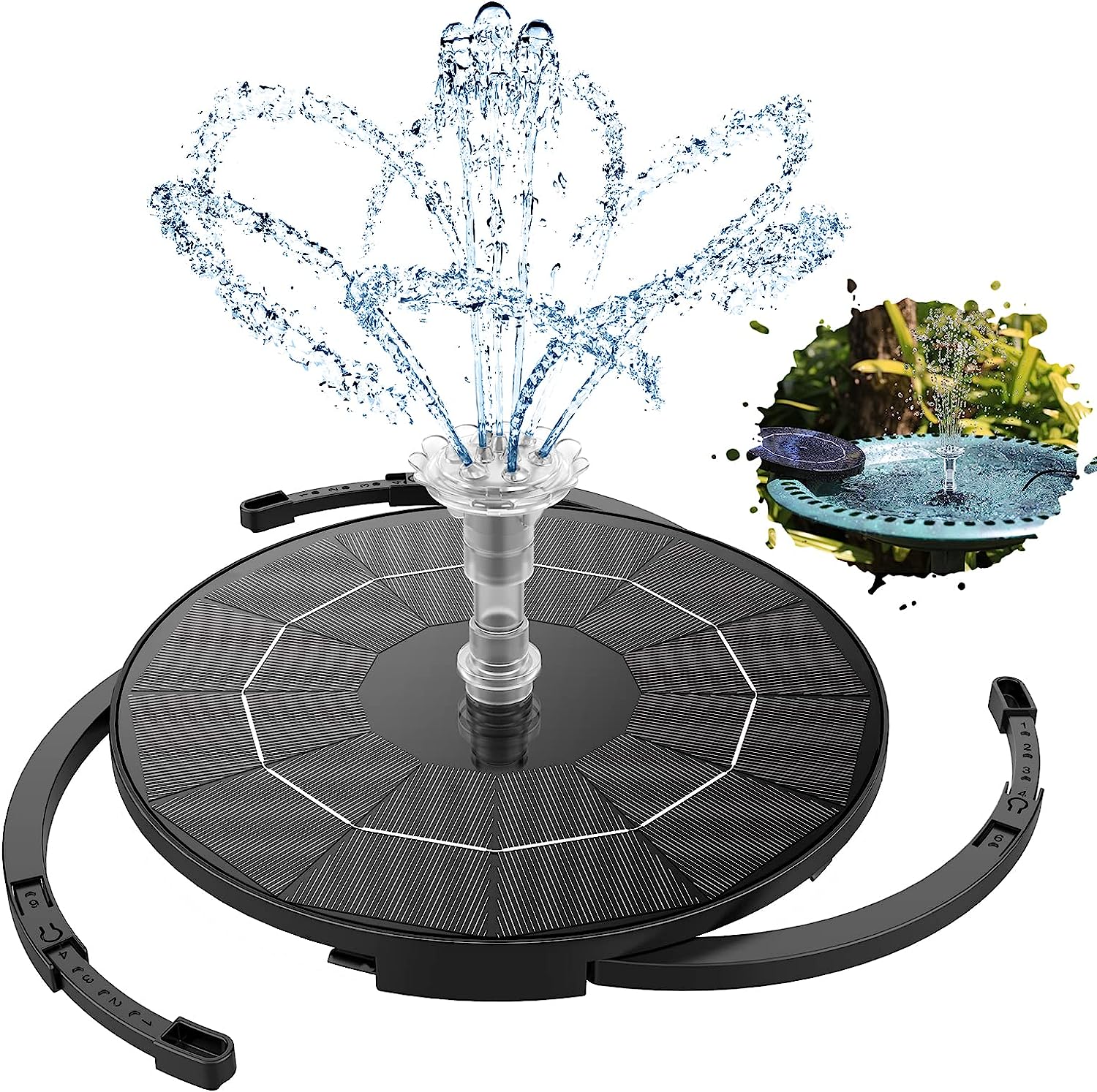 3.5W Solar Fountain Pump for Water Feature Outdoor DIY Solar Bird Bath Fountain with Multiple Nozzles