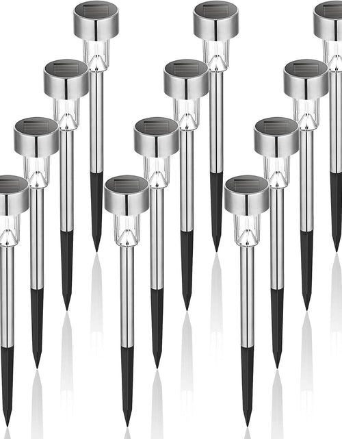 Load image into Gallery viewer, 12 Pack, Stainless Steel LED Solar Garden Lights for Patio, Lawn, Yard and Landscape, Cold White
