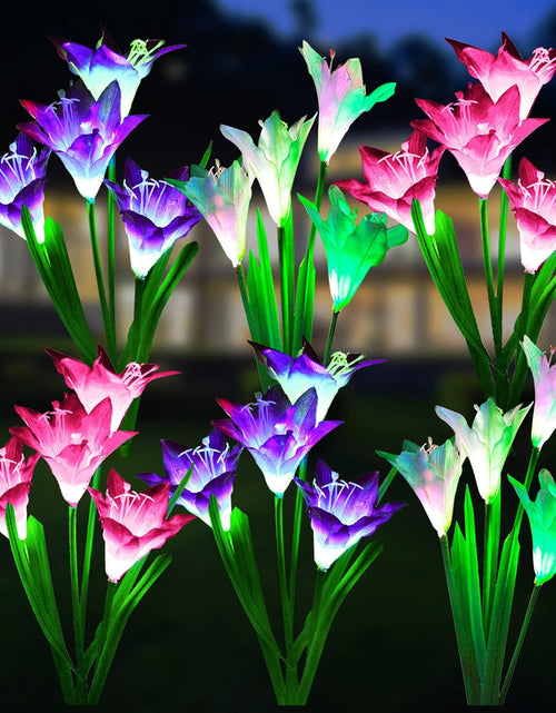 Load image into Gallery viewer, Solar Lights Outdoor Garden Decorative Flowers 6 Pack, Waterproof Solar Garden Lights with 24 Lily Flowers
