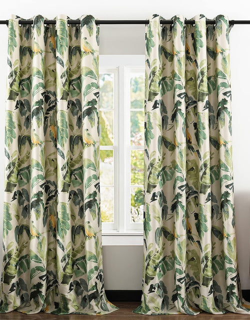 Load image into Gallery viewer, Vivid Leaves Print Thermal Insulated Window Treatment Room Darkening Curtain Drapes, 2 Panels, 52 x 96, Green
