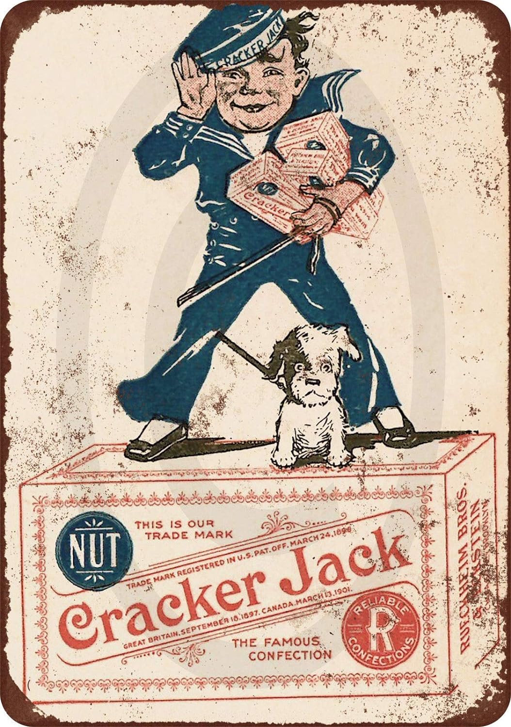 1918 Cracker Jack Candy Vintage Look Tin Sign