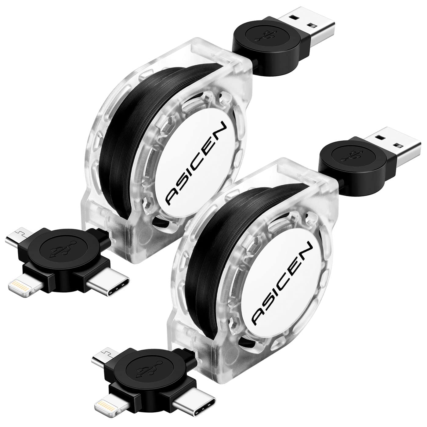 3.3ft 2Pack Retractable Multi Fast Charging Cord, 3 in 1 Multi Charger Cable Charging Cable