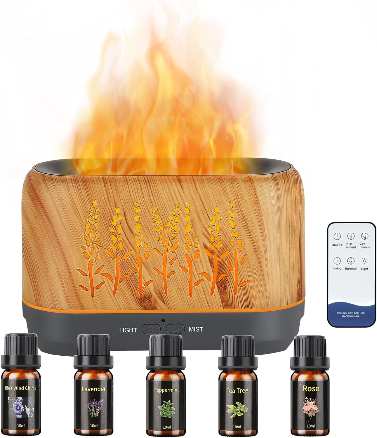 Ultrasonic Flame Oil Diffuser, Aromatherapy Diffuser for Essential Oils Large Room