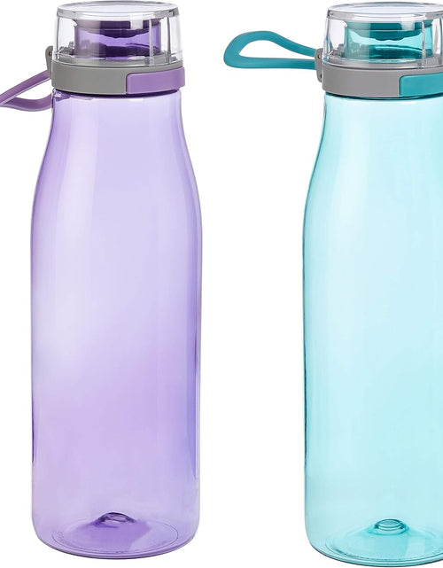 Load image into Gallery viewer, Tritan Water Bottle with Action Lid, 24 ounce, 2-Pack, Blue and Purple
