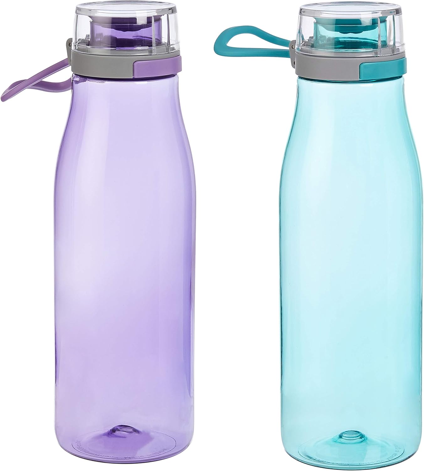 Tritan Water Bottle with Action Lid, 24 ounce, 2-Pack, Blue and Purple