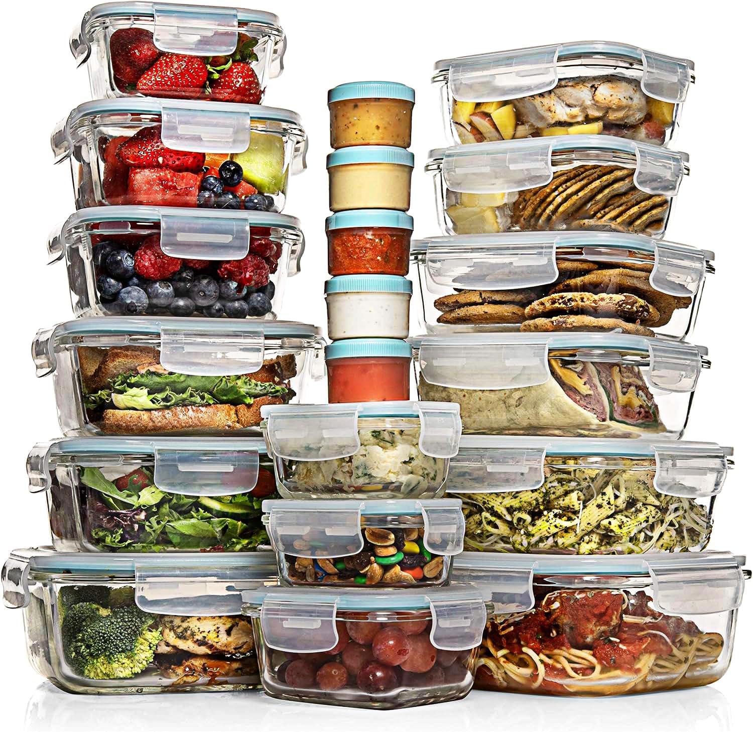 35 Pc Set Glass Food Storage Containers with Lids - Meal Prep Airtight Bento Boxes BPA-Free