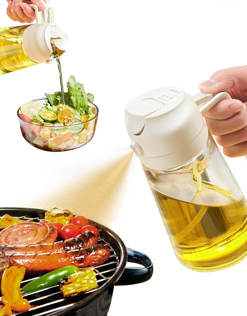 Load image into Gallery viewer, 2 in 1 Olive Oil Dispenser Bottle for Kitchen, 17oz/500ml Premium Glass Oil Bottle, Creamy White
