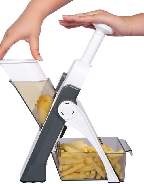 Load image into Gallery viewer, 5 in 1 Vegetable Chopper Food Potato Cutter, Strips Julienne Dicer Adjustable Thickness (Gray)
