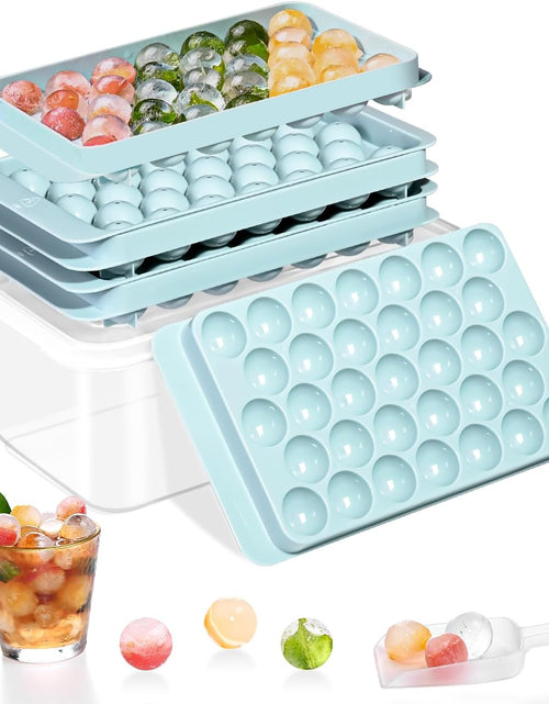 Load image into Gallery viewer, Stackable Round Ice Cube Tray Set with Lid &amp; Bin – Create 99PCS Round Ice Balls, Ice Trays for Freezer
