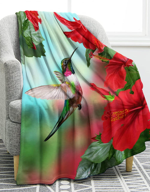 Load image into Gallery viewer, Spring Hummingbird Floral Blanket Gifts for Women Kids Girls Mom Wife Birthday Mother&#39;s Day Presents Red Flowers, 50&quot;x60&quot;
