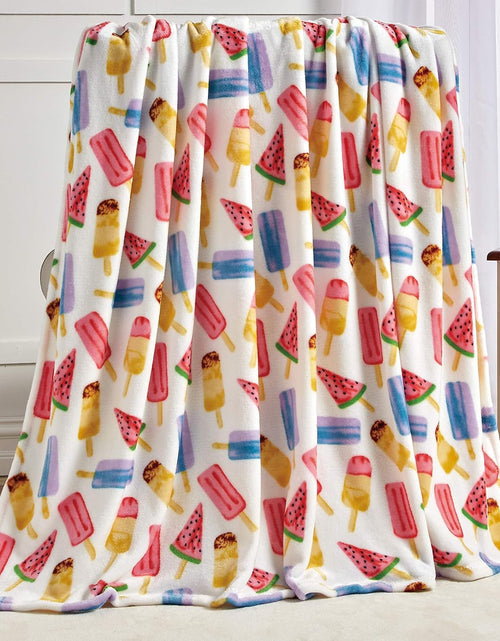 Load image into Gallery viewer, Summertime Fun Extra Soft Throw Blanket (50&quot; X 60&quot;) - Ice Cream, Popsicles &amp; Watermelon, Ivory
