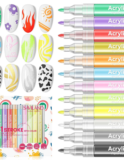 Load image into Gallery viewer, 12 Colors Nail Art Pens Set - 3D Nail Polish Pens Graffiti Nail Dotting Tools Acrylic Paint Pens Drawing
