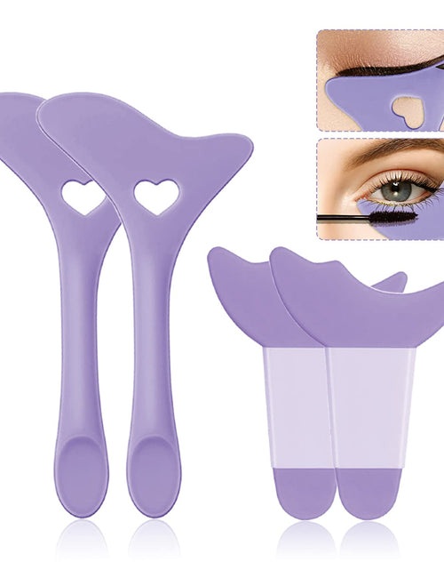 Load image into Gallery viewer, 4Pcs Reusable Silicone Eyeliner Aid Mascara Shield Eyeliner Eyelash Eyeshadow Lipstick Applicator Guide Tool, Purple
