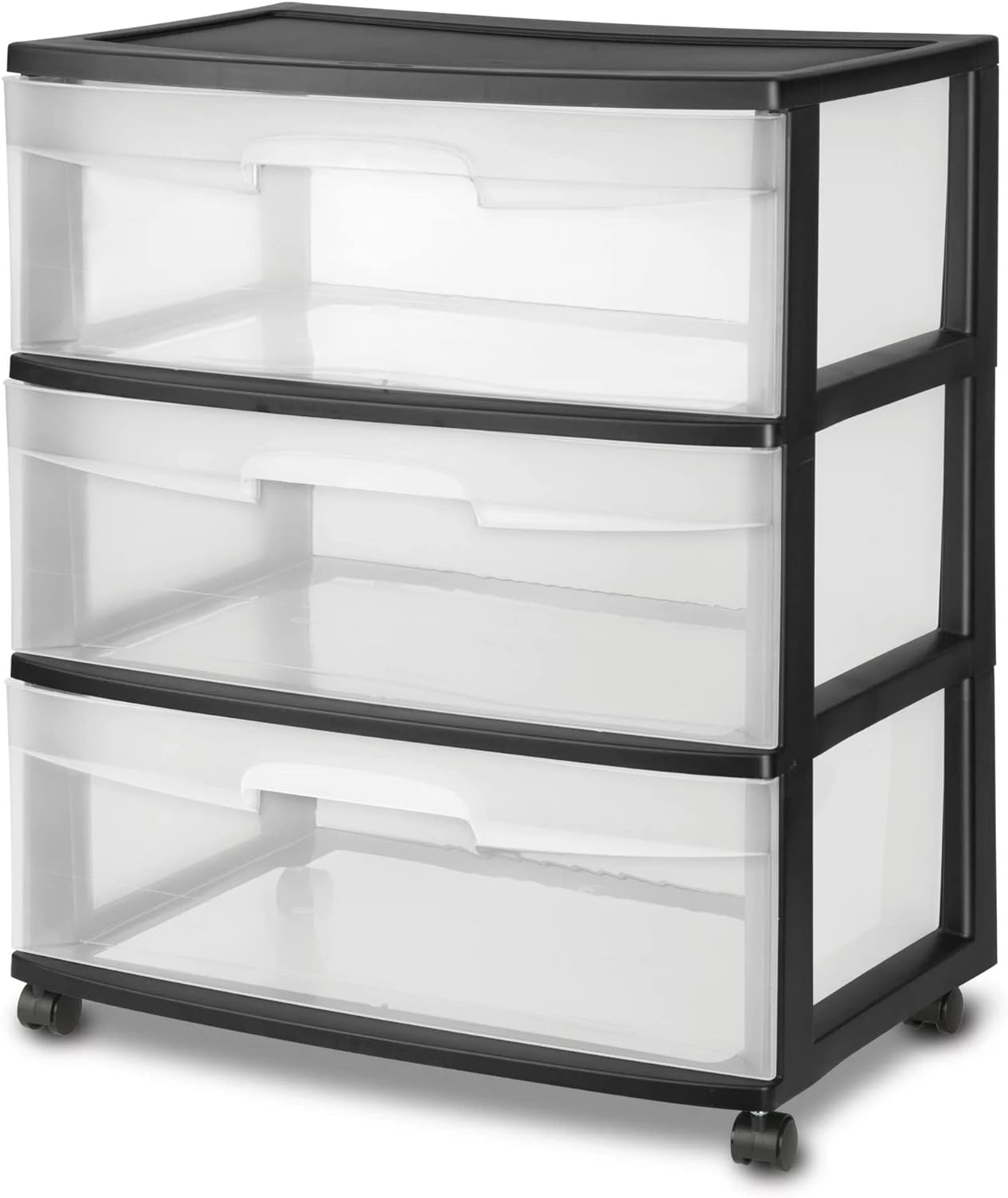 Wide 3 Drawer Cart Black