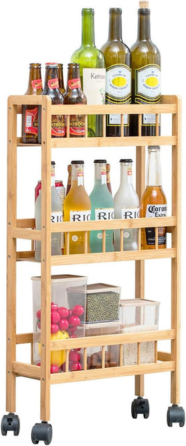 Load image into Gallery viewer, 3-Tier Kitchen Removable Storage Cart, Slim Slide Out Rolling Pantry Shelf
