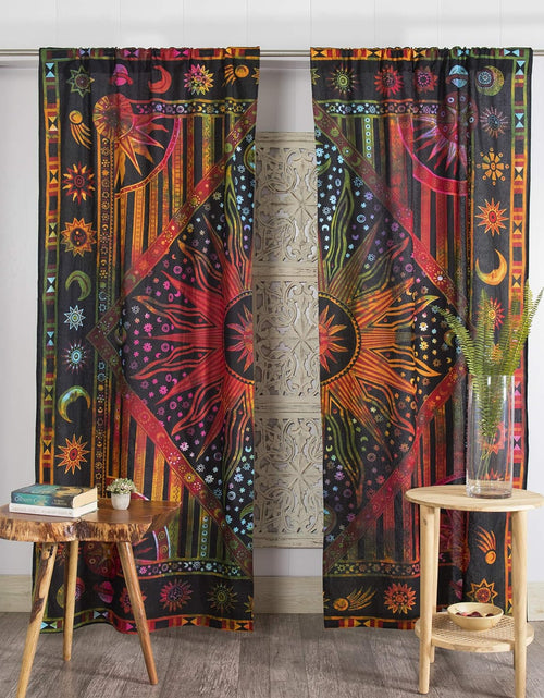 Load image into Gallery viewer, Window Curtains Burning Sun Hippie Mandala Gypsy Tie Dye Bohemian 25&quot; x 74&quot; Set of 2Window Curtains Burning Sun Hippie Mandala Gypsy Tie Dye Bohemian 25&quot; x 74&quot; Set of 2
