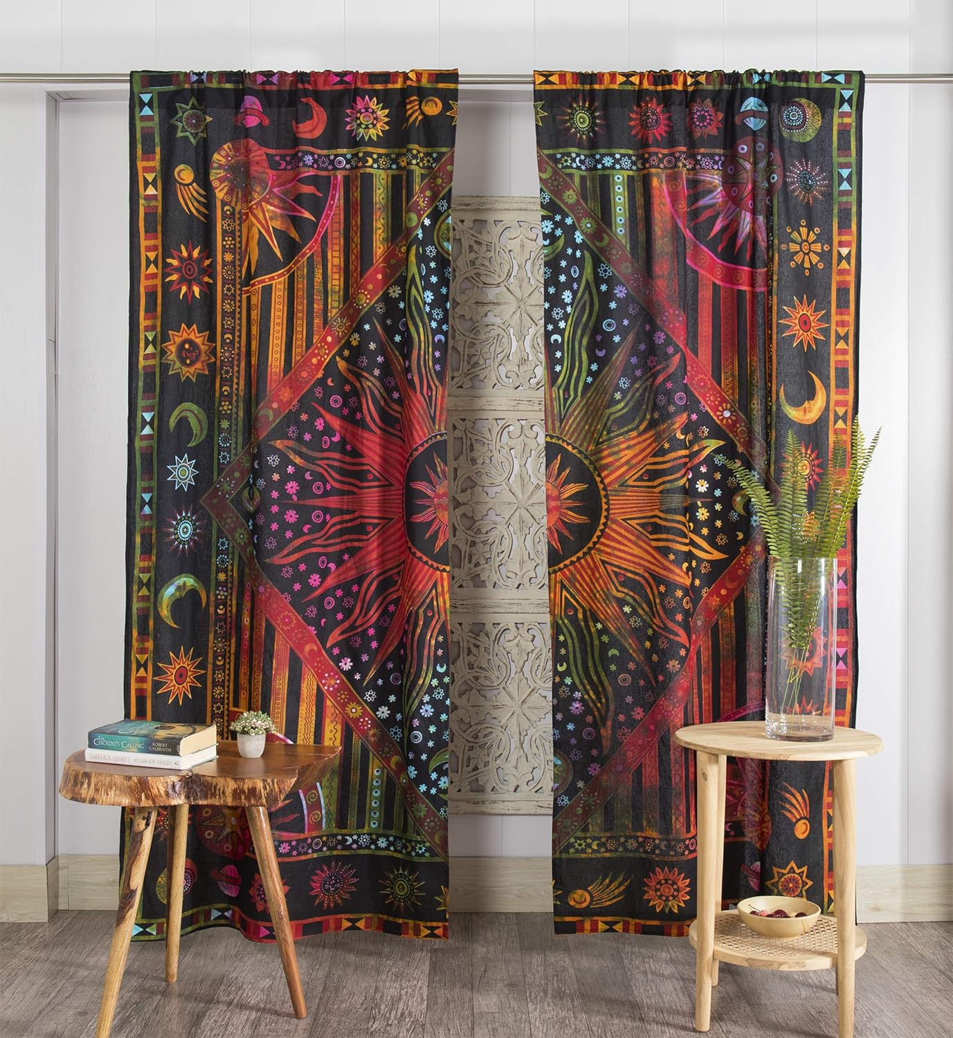 Window Curtains Burning Sun Hippie Mandala Gypsy Tie Dye Bohemian 25" x 74" Set of 2Window Curtains Burning Sun Hippie Mandala Gypsy Tie Dye Bohemian 25" x 74" Set of 2