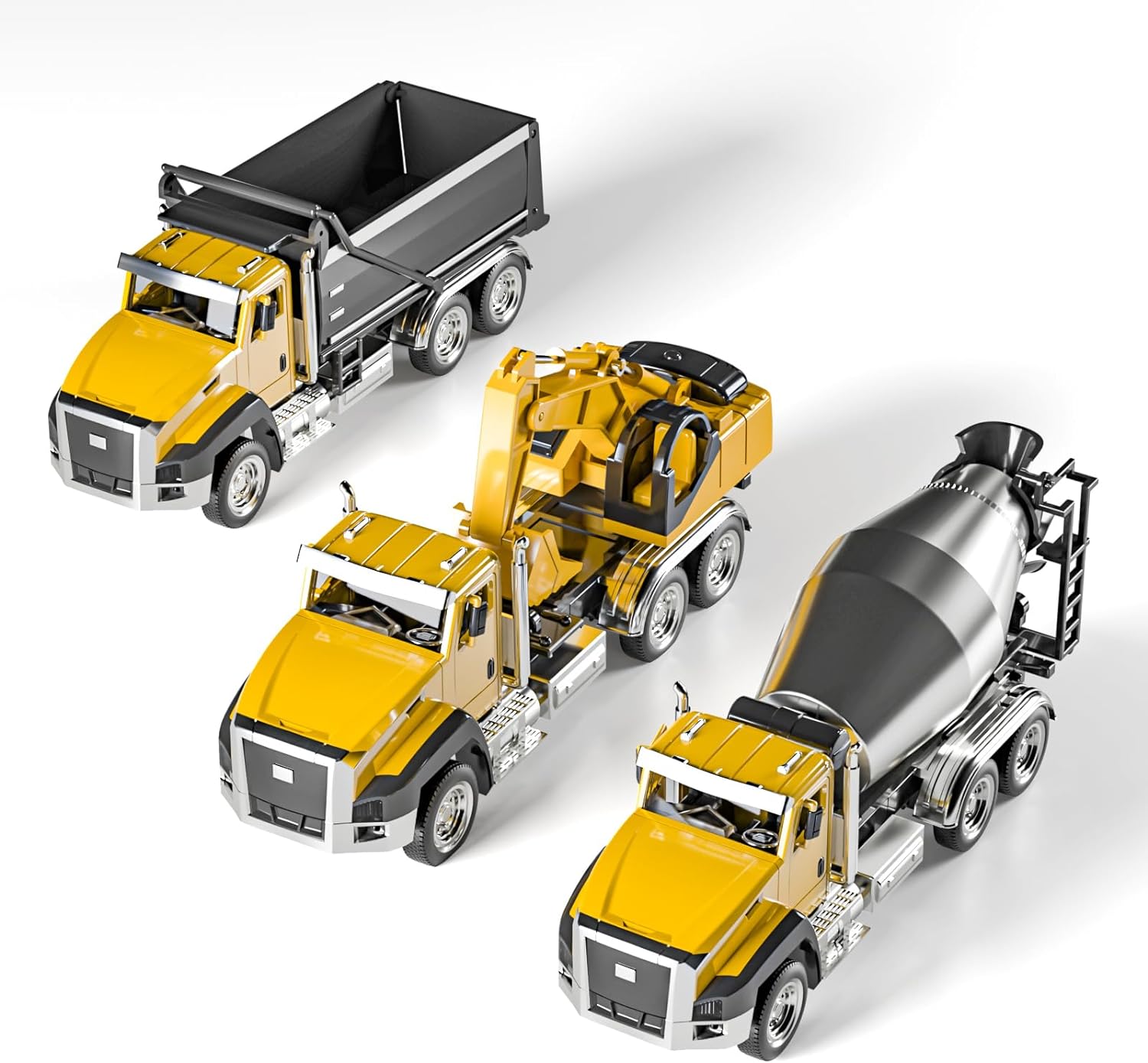 3 Pack Construction Vehicles Dump Truck Digger Mixer Truck