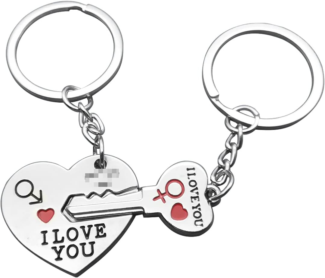 2pcs Couple Key Chain Ring Set-I LOVE YOU with Red Heart Keychains Set for Boyfriend Girlfriend and Best Friends