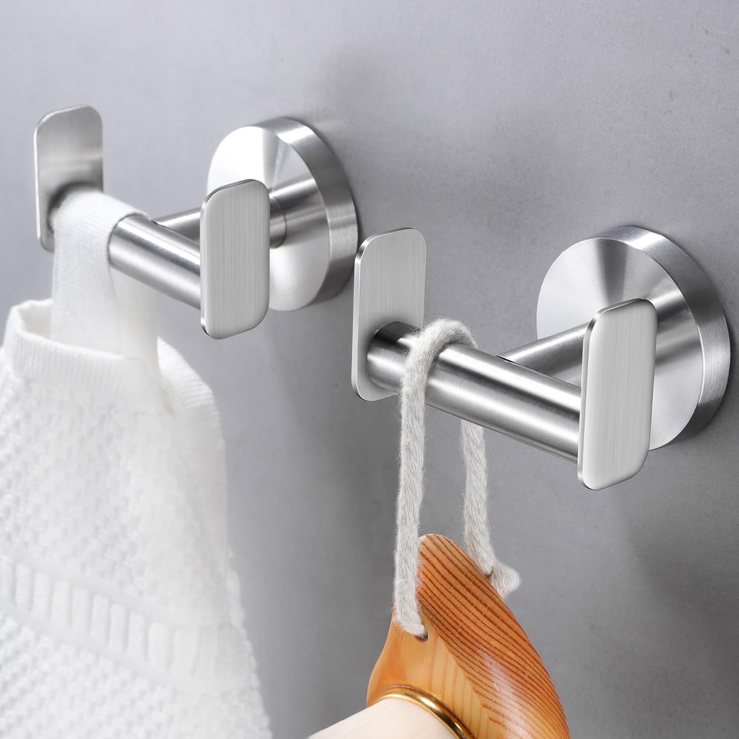 Towel Hooks/Coat Hook Wall Mounted - Bathroom Wall Hooks Stainless Steel Heavy Duty Towel Robe Clothes Closet Hooks, Silver