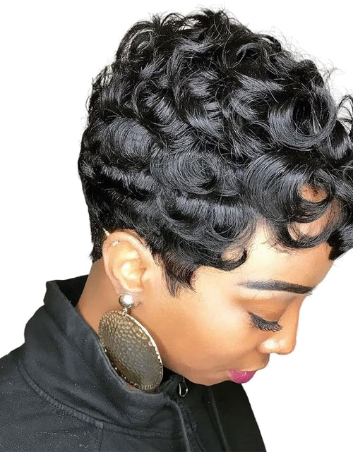 Load image into Gallery viewer, Short Black Curly Pixie Wigs Synthetic Hair Wigs for Black Women Natural Wavy
