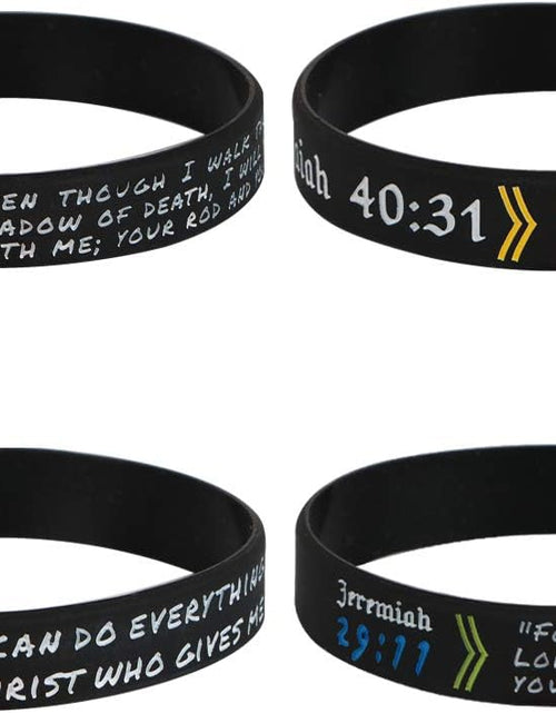 Load image into Gallery viewer, 4pcs Christian Religious Scripture Bible Verse Rubber Bracelet Wristband
