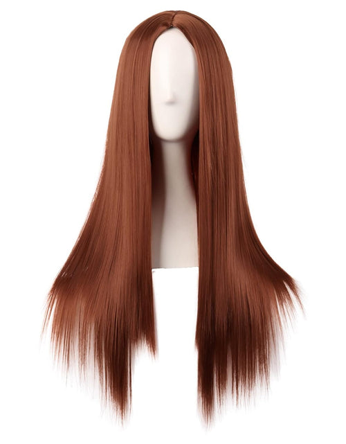 Load image into Gallery viewer, 28 Inch/70 cm Women Special Long Straight Part Bangs Synthetic Wig (Ginger Orange)
