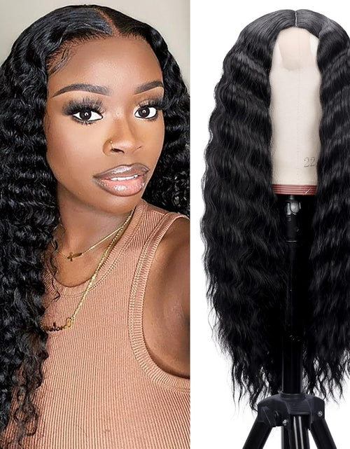 Load image into Gallery viewer, 28 Inch Curly Wig Long Wigs for Black Women Loose Deep Wave Lace Front Wig 4&#39;&#39; Simulated Scalp Middle Part Synthetic Natural Crimps Curls
