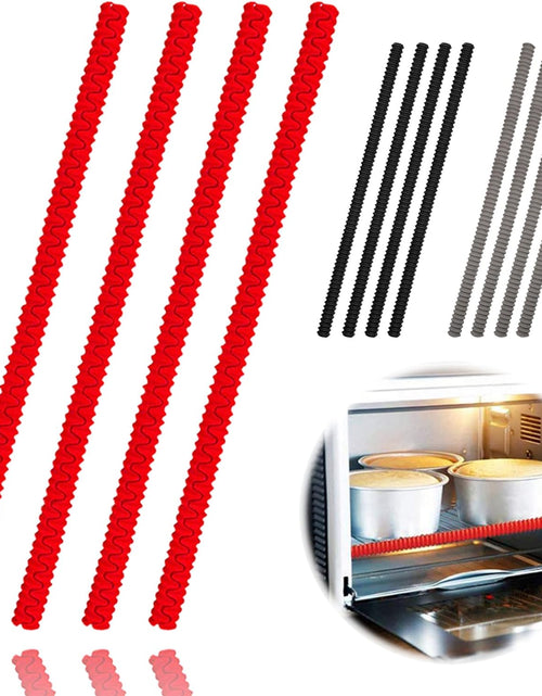 Load image into Gallery viewer, 4 Pack Heat Resistant Silicone Oven Rack Cover 14 inches Long Oven Rack Edge Protector, Protect Against Burns and Scars (Red)
