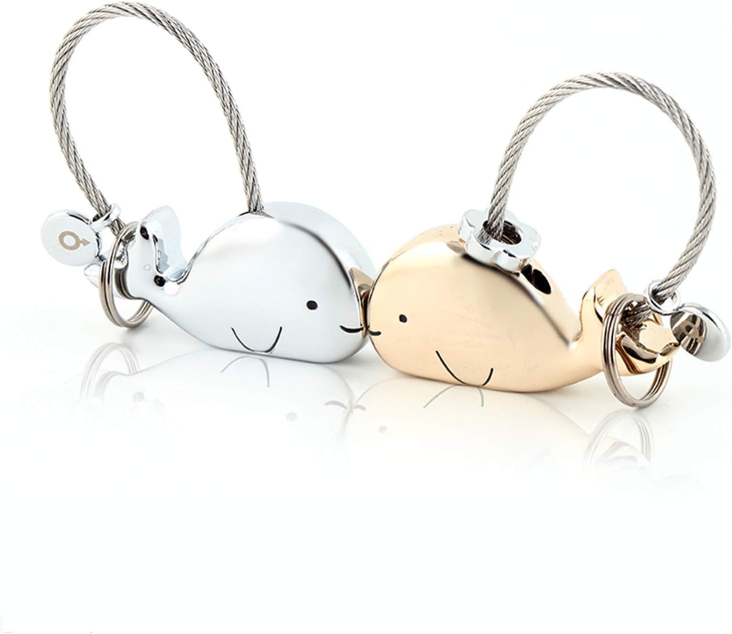 Sweet Kissing Whale Couples Keychains Personalized Keyring Birthday Gifts