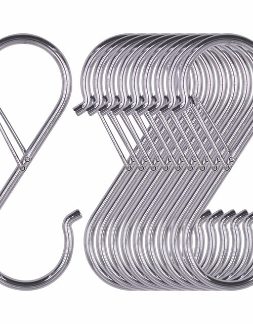 Load image into Gallery viewer, 10 Pack S Hooks for Hanging, Rustproof S-shaped Hook with Safety Buckle Heavy Duty Metal (3.5 inch, silvery)
