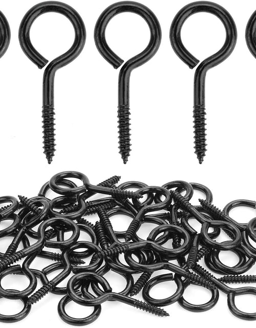 Load image into Gallery viewer, 40 Pieces 2 inch Screw Eyes, Black Zinc Plated Steel Screw Eyes, Self Tapping Screw Hooks, Metal Eye Hooks, Eyelet Screws
