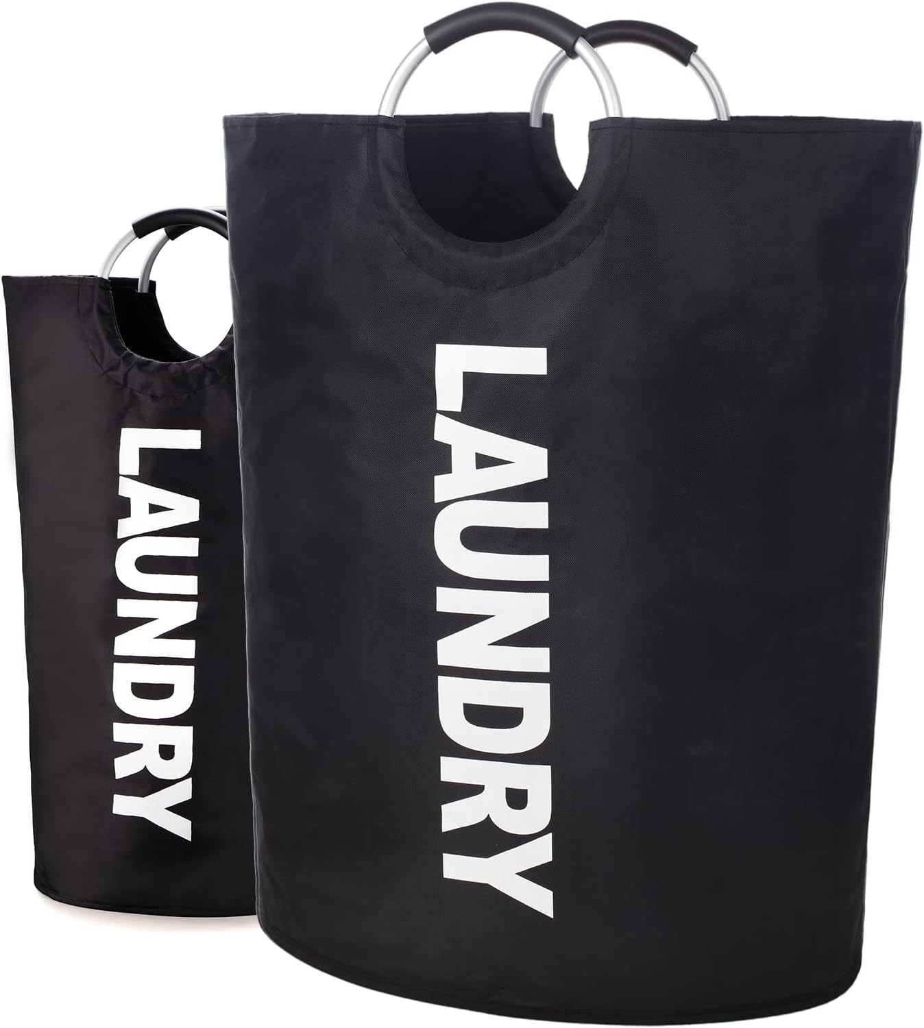 160L XX-Large Laundry Baskets, Laundry Hamper Stands Up Well, Laundry Bag with Padded Handles, Black