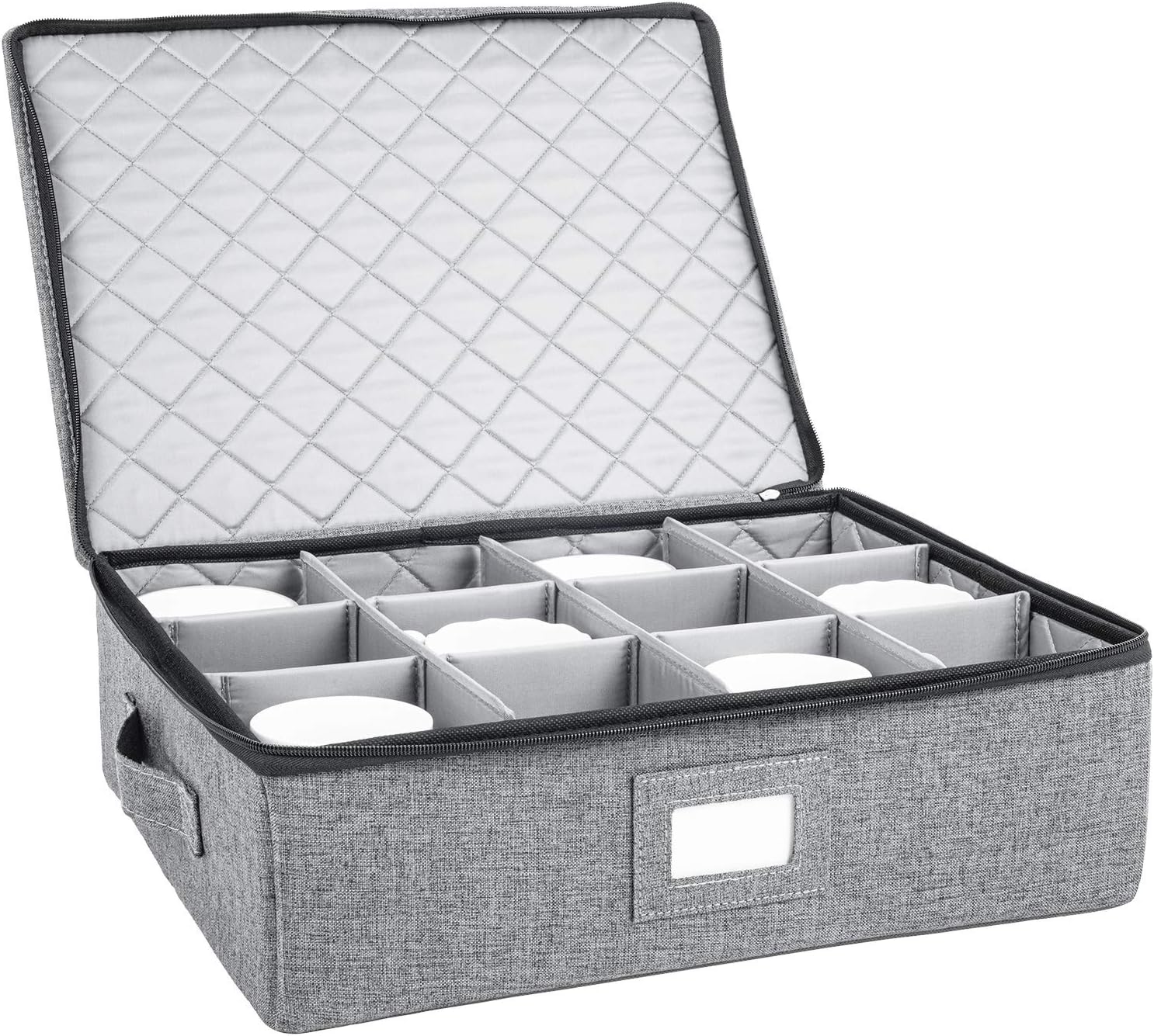 Storage Containers, Containers for Organizing, Hard Shell Case, Felt Plate Dividers, Moving Supplies, Storage Box (Gray)