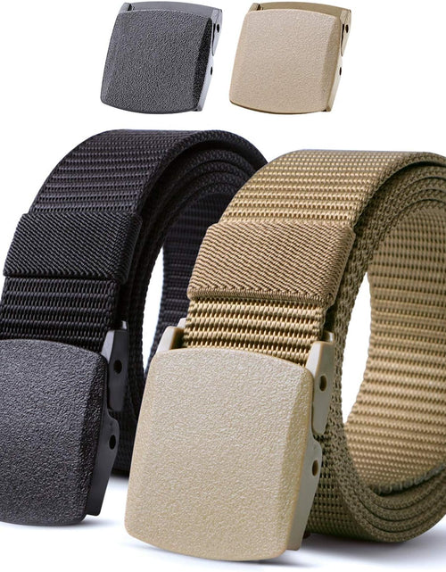 Load image into Gallery viewer, 2 Pack Webbing Canvas Outdoor Web Belt with Plastic Buckle gift for Men (Fits Pants up to 40 inches)
