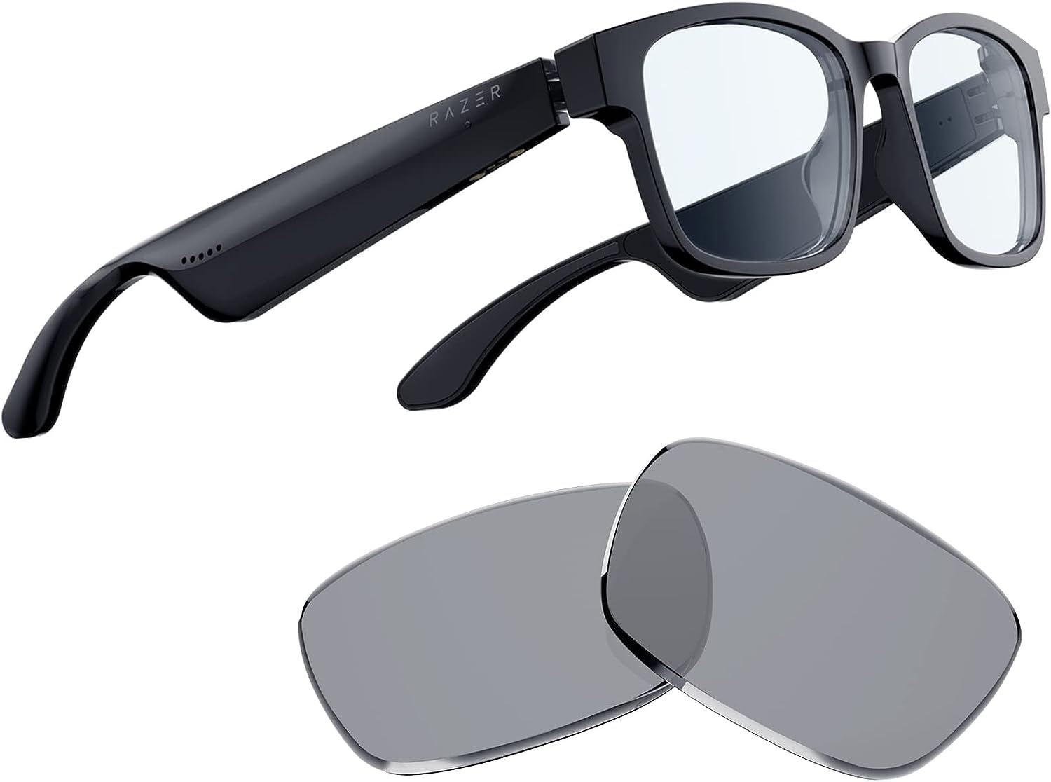 Smart Glasses: Blue Light Filtering & Polarized Sunglass Lenses - Low Latency Audio - Built-in Mic & Speakers , Rectangle