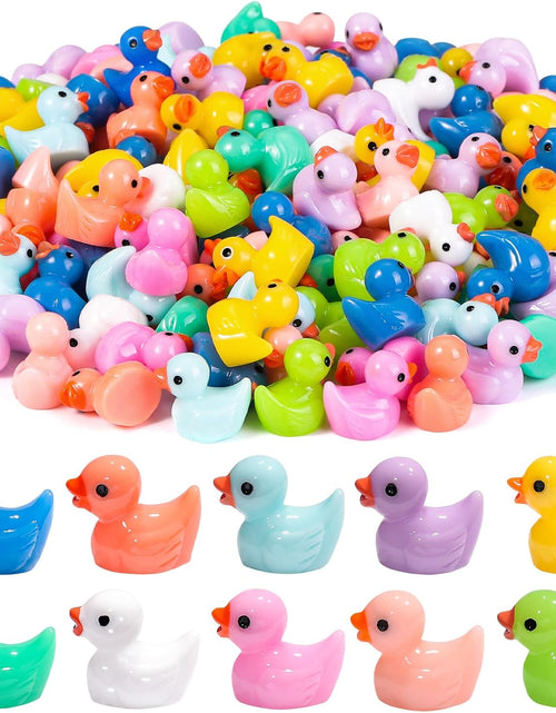 Load image into Gallery viewer, 200pcs Tiny Ducks 10 Colors Little Duck Figures Mini Resin Ducks Plastic Small Miniature
