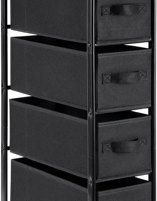 Load image into Gallery viewer, 4 Drawer Narrow Dresser Fabric Storage Tower Vertical Slim Chest Organizer Black)
