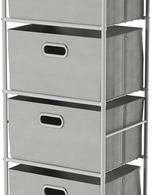 Load image into Gallery viewer, 4 Drawer Storage Organizer, Rolling Fabric Bin Storage Cart with Wheels and Metal Frame, Gray
