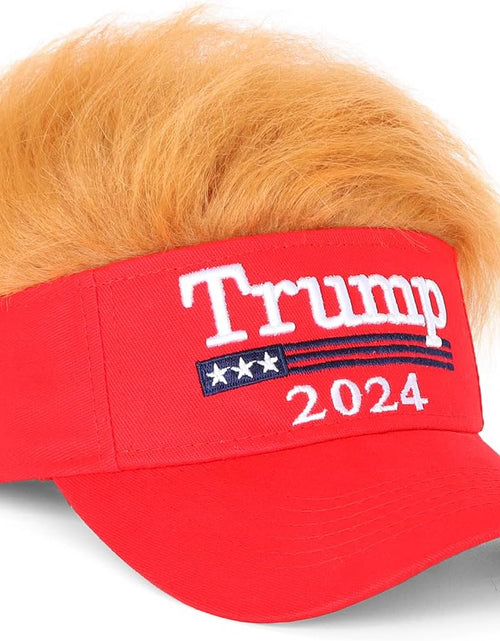 Load image into Gallery viewer, Trump 2024 Hat with Hair,Donald Trump Make America Great Again Wig Hat Embroidered Ultra Adjustable
